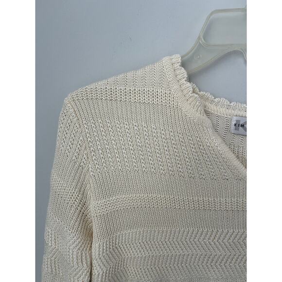 VTG Knit Sweater Pullover Cottagecore Coastal Nancy Meyers Scallop Petite Medium - Picture 4 of 9